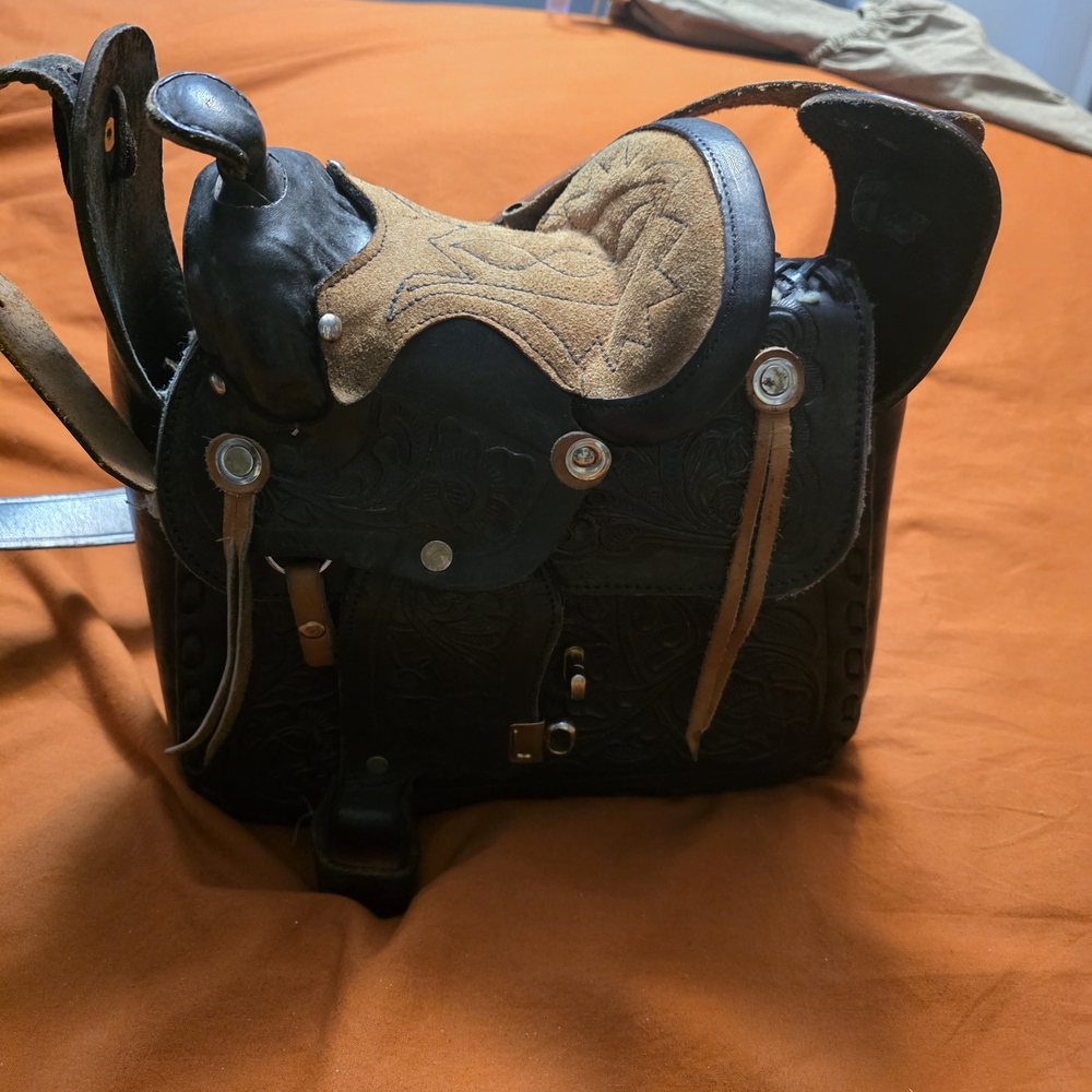 Unique Black and Brown Crossbody SaddleBag. Bought From Boutique